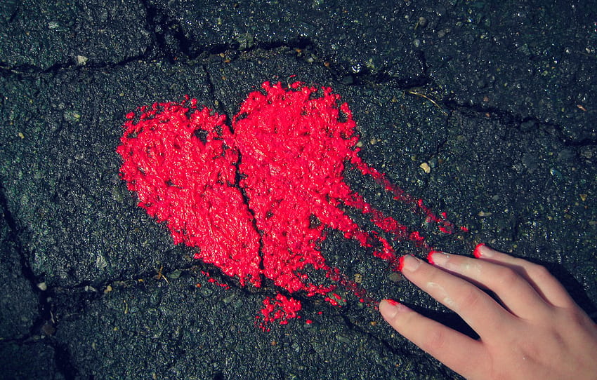 Background, RED, HAND, HEART, PAINT, ASPHALT for , section Ð½Ð°ÑÑÑÐ¾ÐµÐ½Ð¸Ñ, Scary Heart 高画質の壁紙